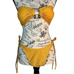 ZAFUL Gold Metal Bandeau Bikini Set• Women’s Size Medium- New